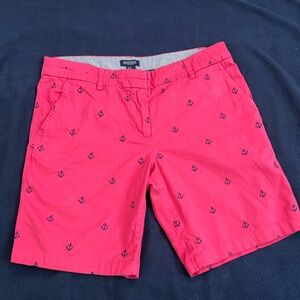 British Khaki Shorts With Embroidered Anchors- Size 10